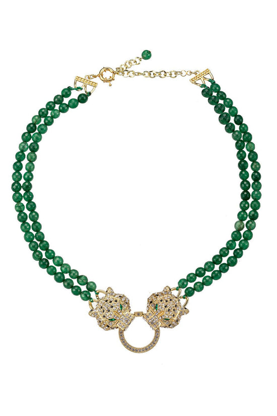 Double Leopard Natural Stone Necklace Born To Glam