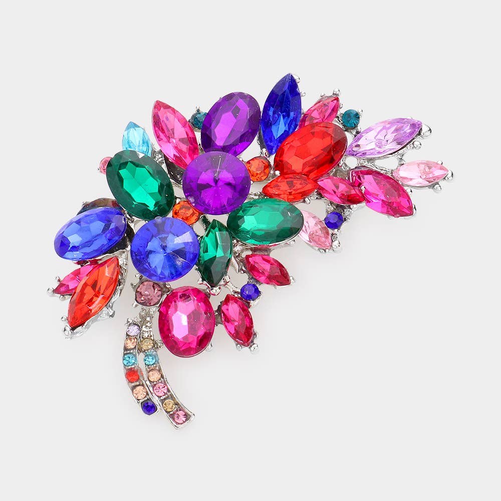 Glass Crystal Leaf Pin Brooch - Born To Glam Born To Glam