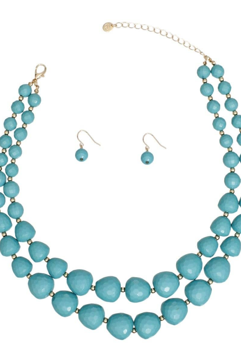 Beaded Turquoise Faceted Necklace - Born To Glam Born To Glam