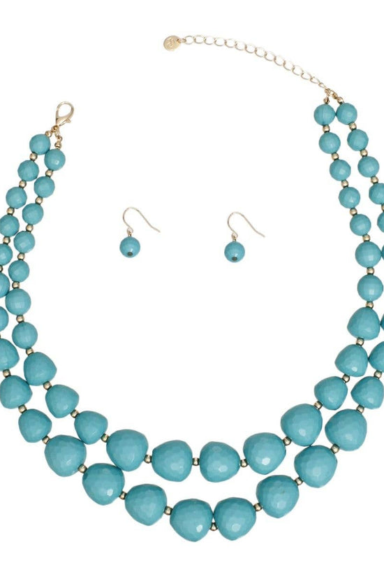 Beaded Turquoise Faceted Necklace - Born To Glam Born To Glam