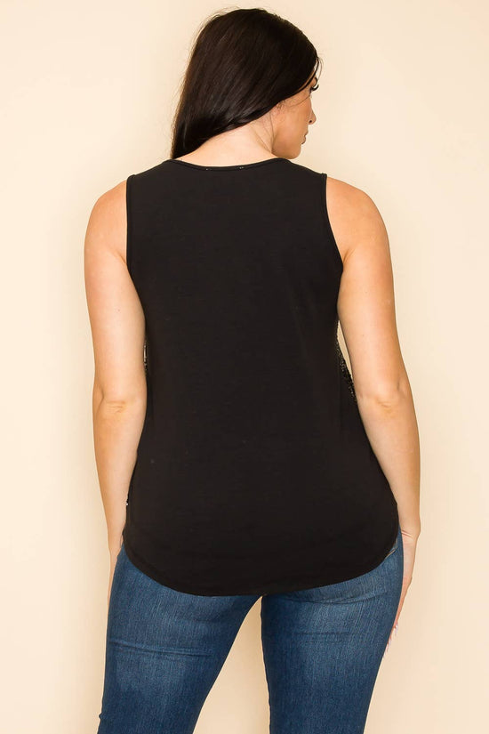 Taupe Sequin Tank Top - Born To Glam Born To Glam