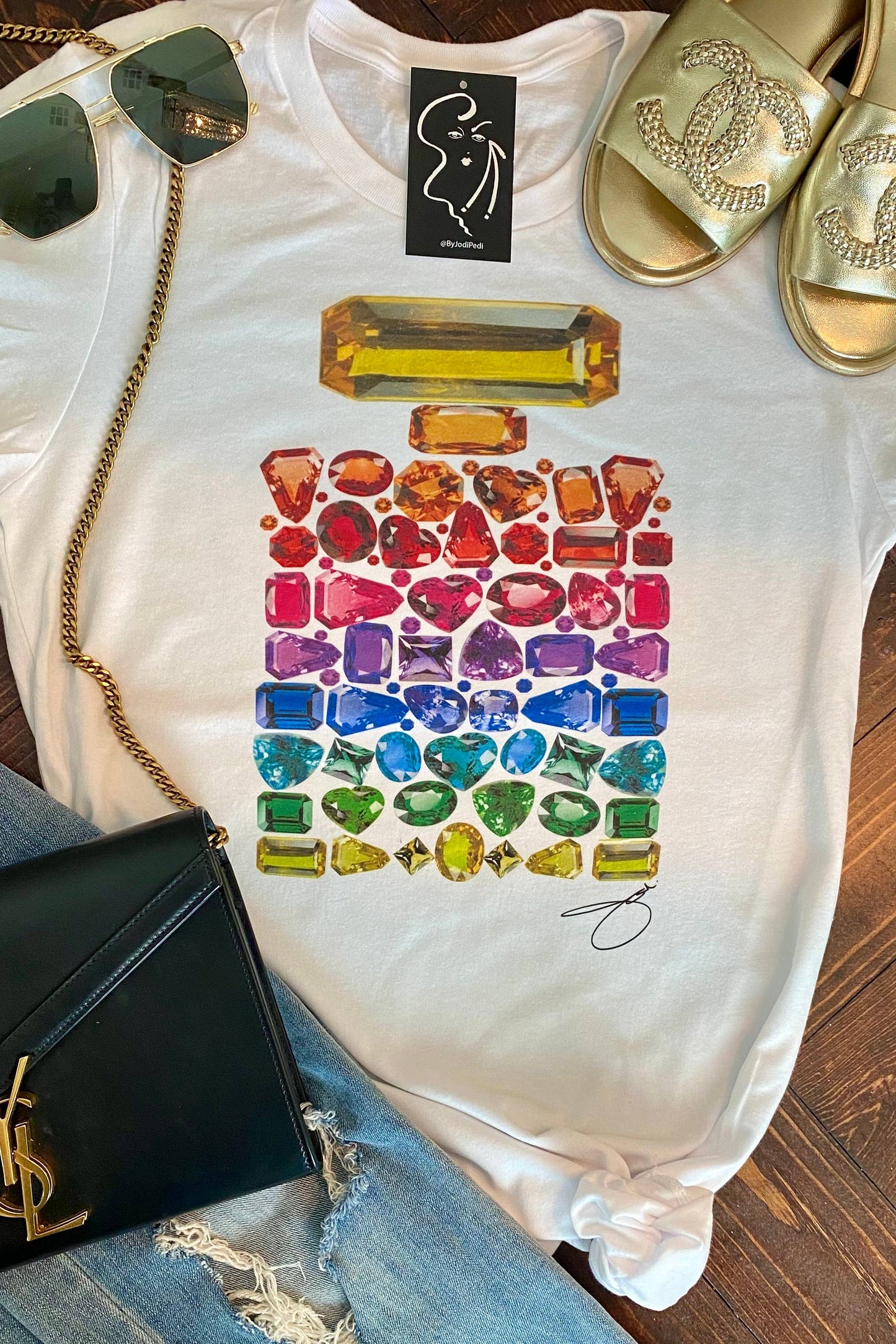 Rainbow Perfume Graphic Tee Born To Glam