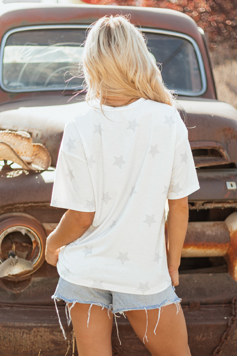 Khaki Patriotic Flag Bow Graphic Starry Round Neck T Shirt Born To Glam