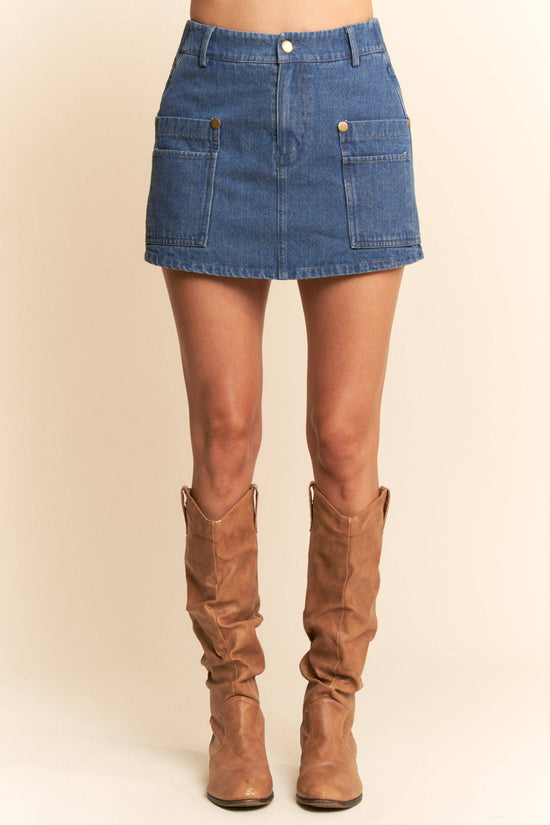 Denim Mini Skort - Born To Glam Born To Glam