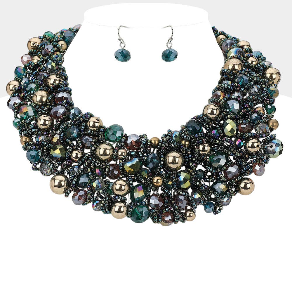 Wire Beaded Collar Necklace - Born To Glam Born To Glam