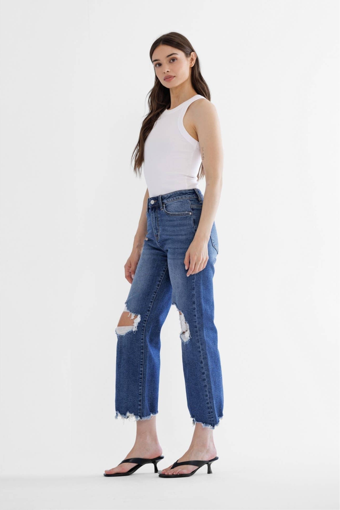 Mica Denim 90's Vintage Crop Flare - Born To Glam Born To Glam