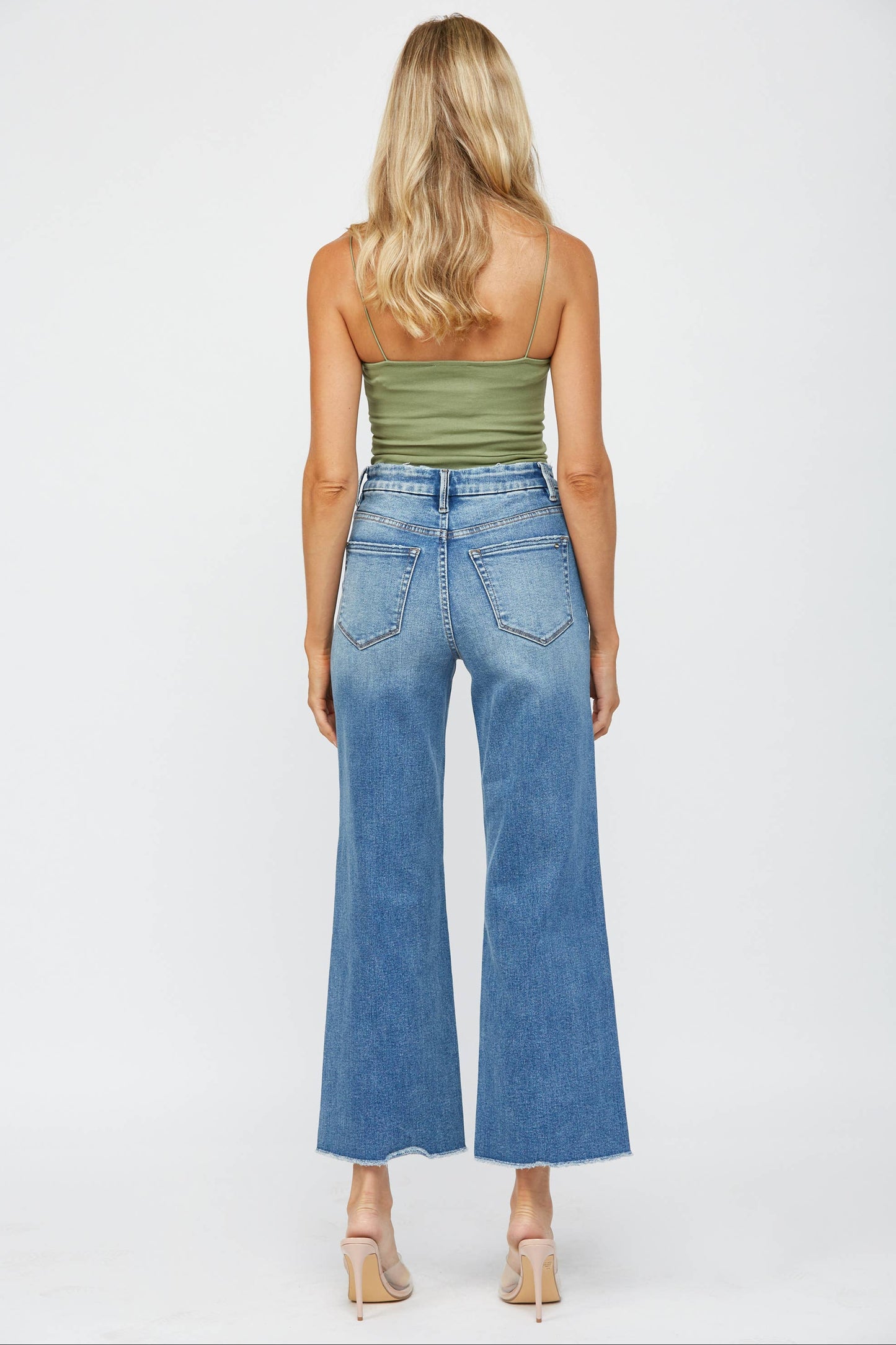 Mica Denim Stretch High Rise Wide Leg Jeans - Born To Glam Born To Glam