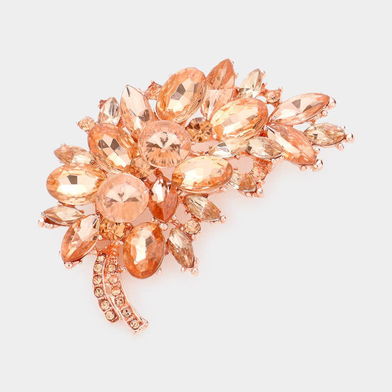 Glass Crystal Leaf Pin Brooch - Born To Glam Born To Glam