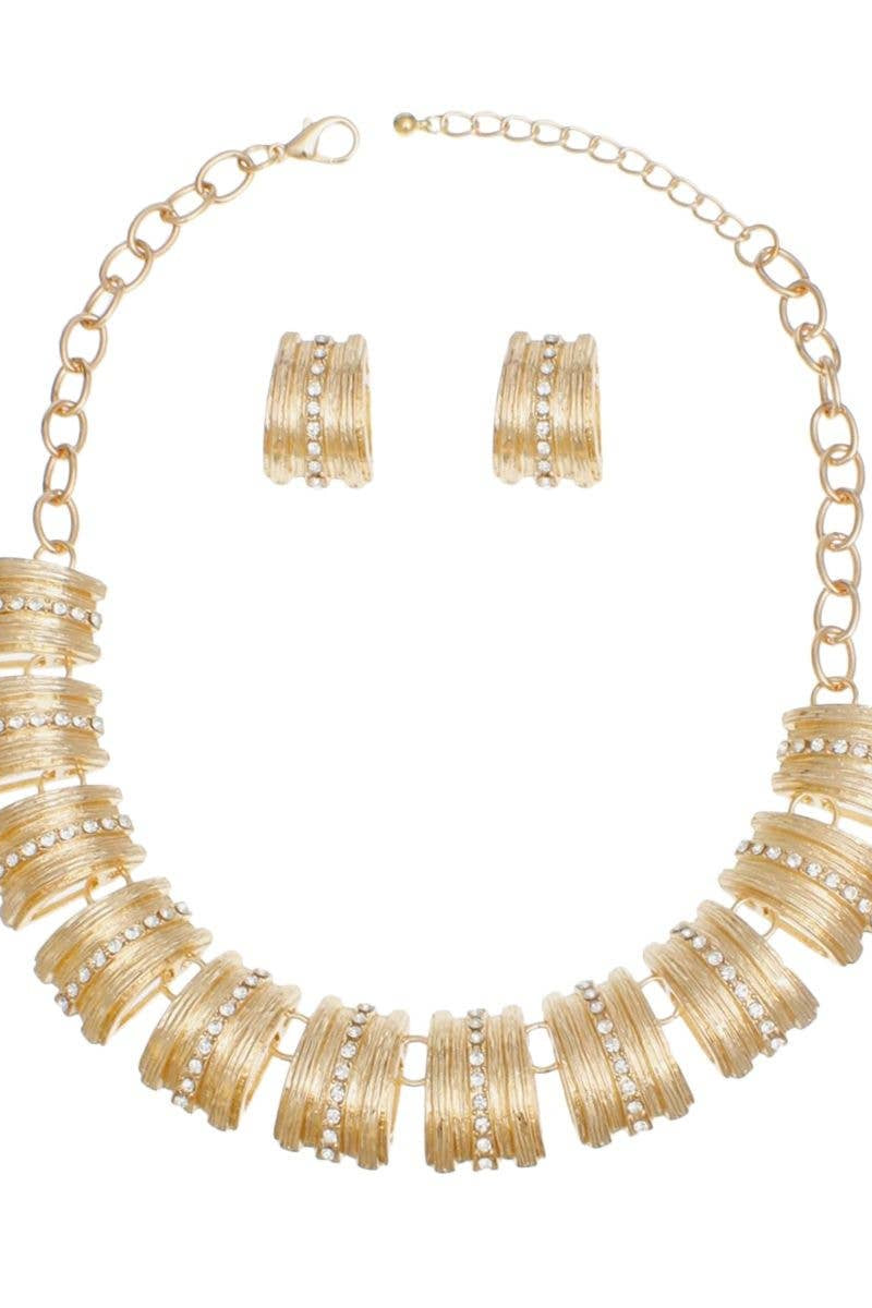 Dramatic Gold Curved Link Rhinestone Set - Born To Glam Born To Glam
