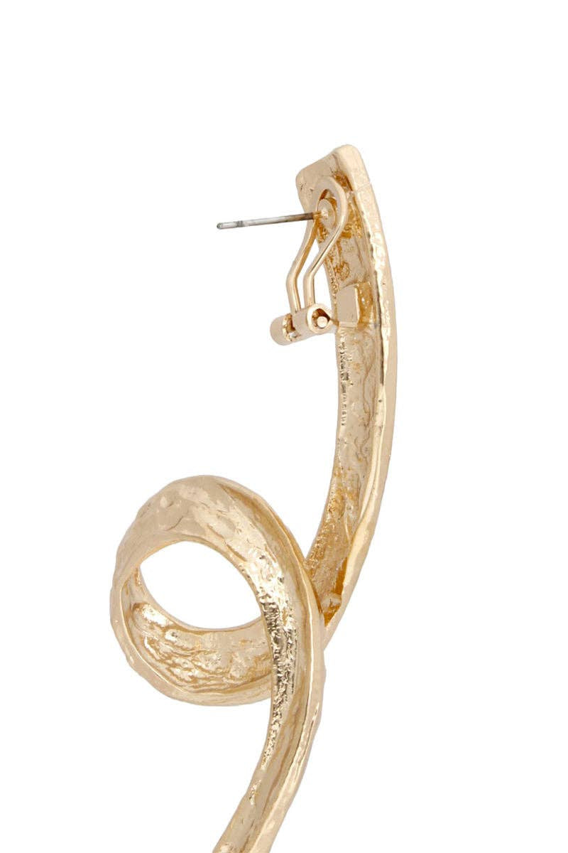 Long Edgy Gold Looped Metal Earrings - Born To Glam Born To Glam