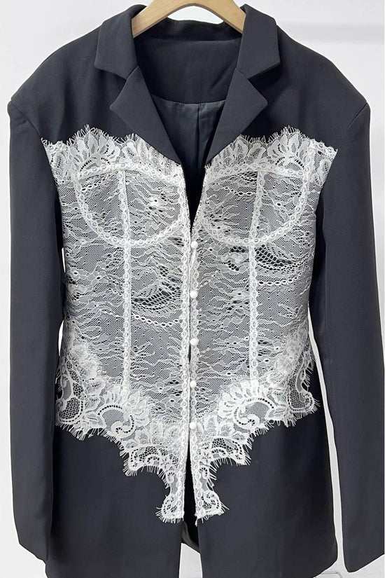 Lace Corset Detail Blazer - Born To Glam Born To Glam