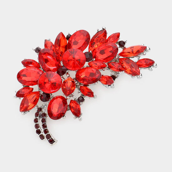 Glass Crystal Leaf Pin Brooch - Born To Glam Born To Glam