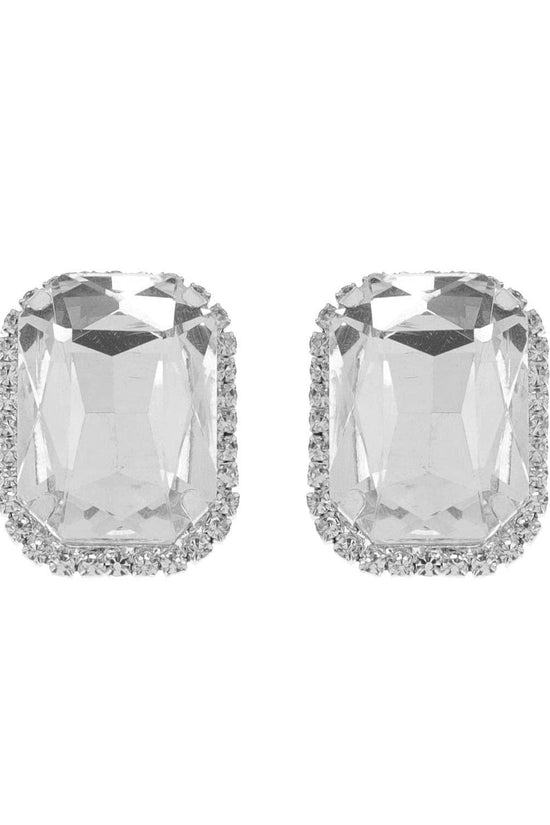 Rhinestone Octagon Cut Crystal Stud Earrings - Born To Glam Born To Glam