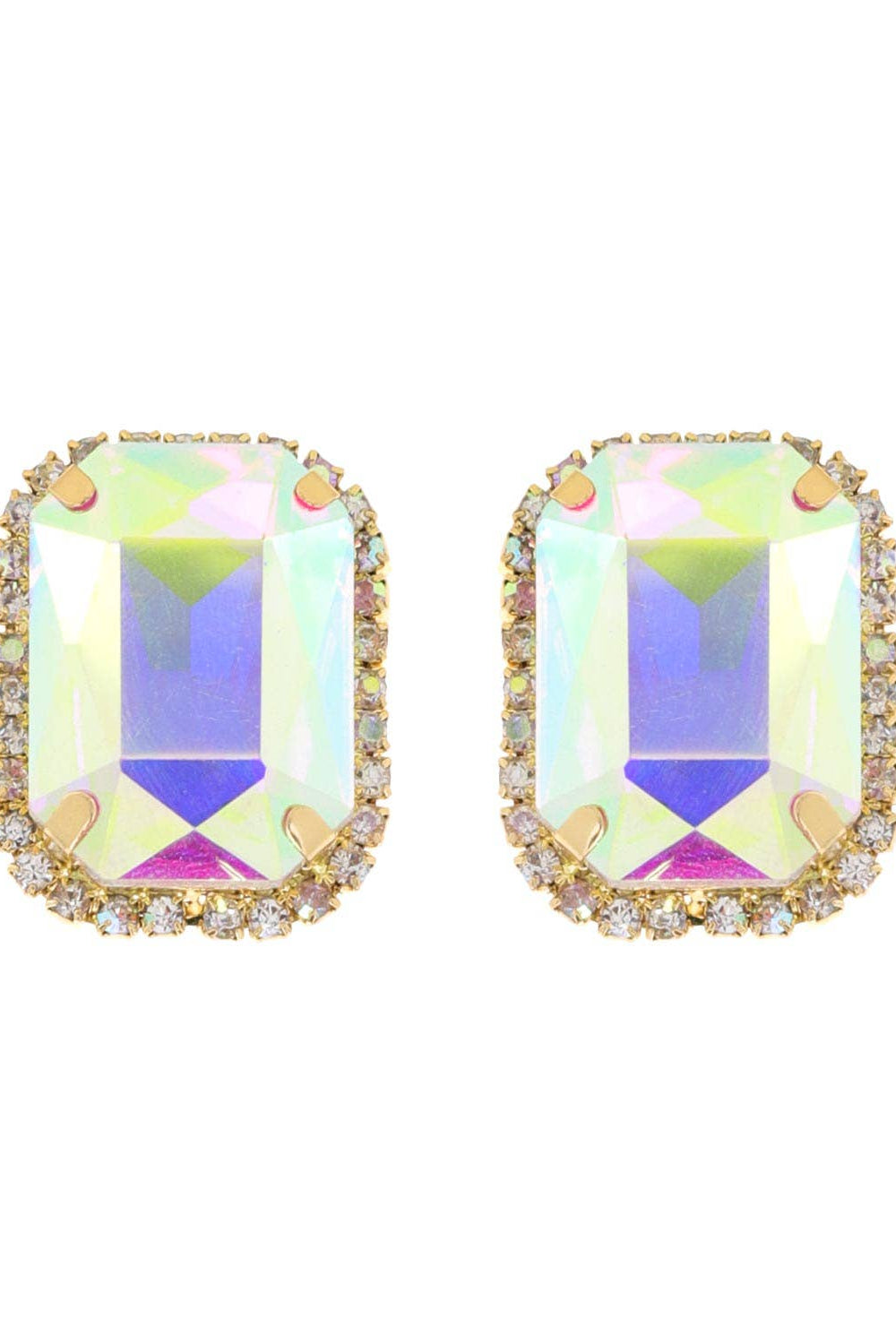 Rhinestone Octagon Cut Crystal Stud Earrings - Born To Glam Born To Glam