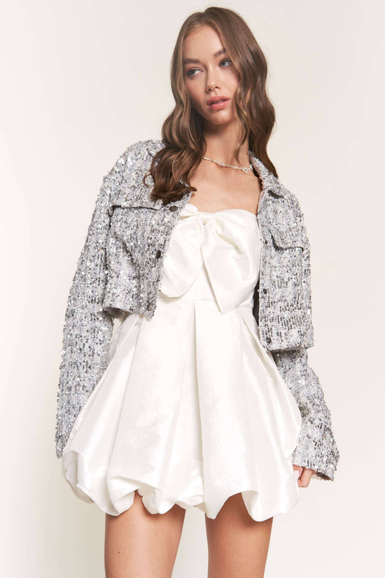 Silver Sequin Crop Jacket - Born To Glam Born To Glam