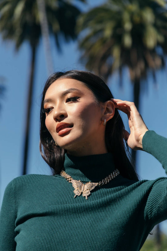 Ciana Cuban Link Butterfly Necklace - Born To Glam Born To Glam