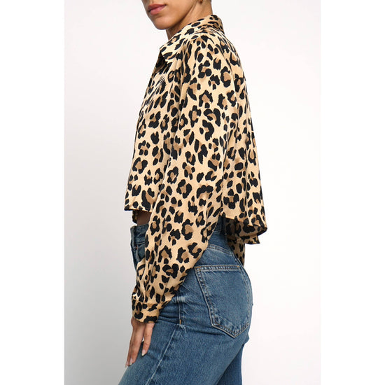 CROPPED SATIN BLOUSE: Black / S - Born To Glam Born To Glam