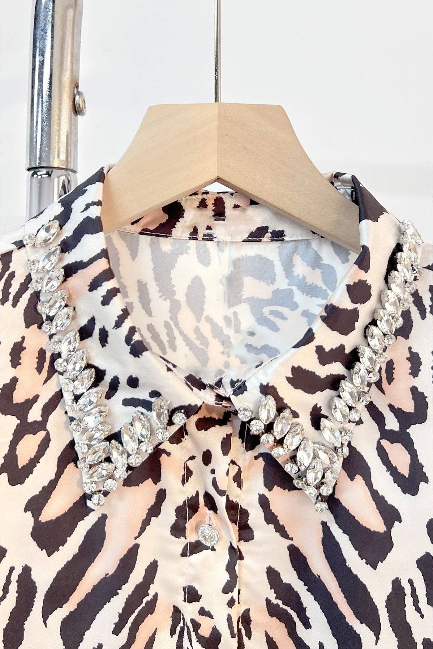 Leopard Print Embellished Top - Born To Glam Born To Glam