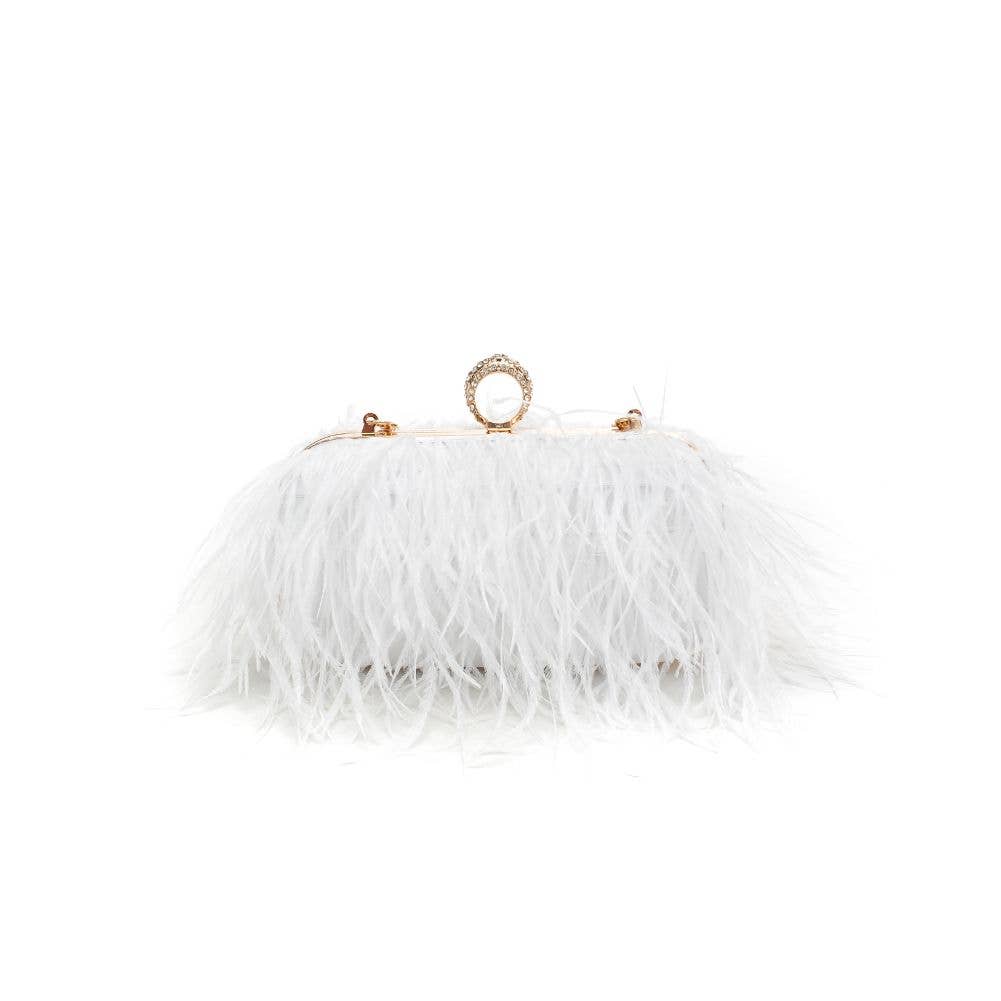 Harlow Feather Evening Bag White - Born To Glam Born To Glam