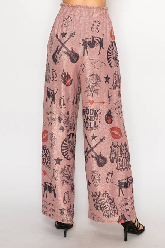 Pink Rock and Roll Lurex Palazzo Pants - Born To Glam Born To Glam