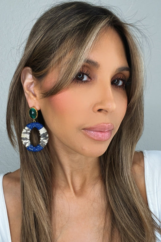 Gray & Blue Crystal Earring - Born To Glam Born To Glam