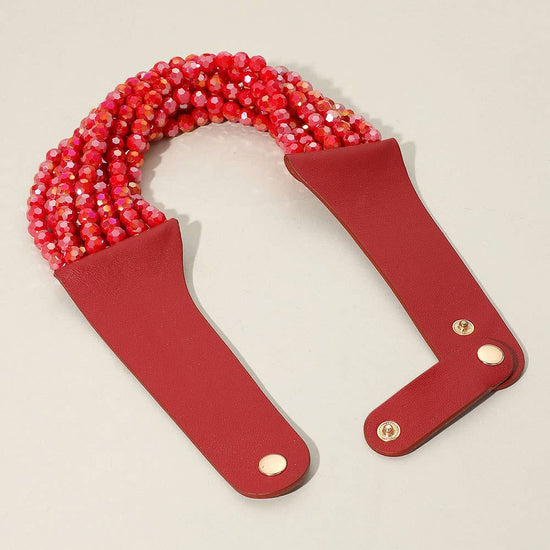 Chunky Acrylic Beaded Multi Layered Faux Leather Necklace - Born To Glam Born To Glam