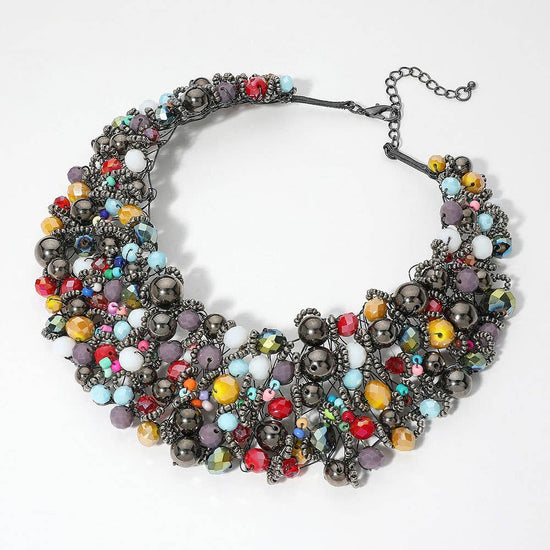 Wire Beaded Collar Necklace - Born To Glam Born To Glam