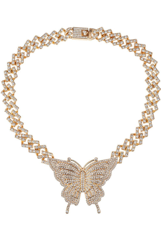 Ciana Cuban Link Butterfly Necklace - Born To Glam Born To Glam