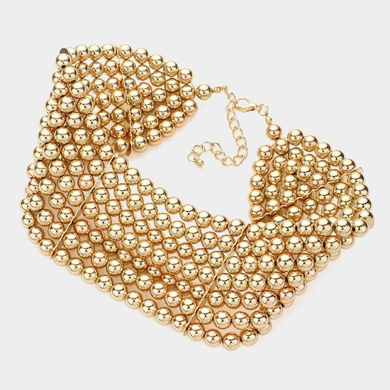 Metal Ball Multi Layered Choker Necklace - Born To Glam Born To Glam