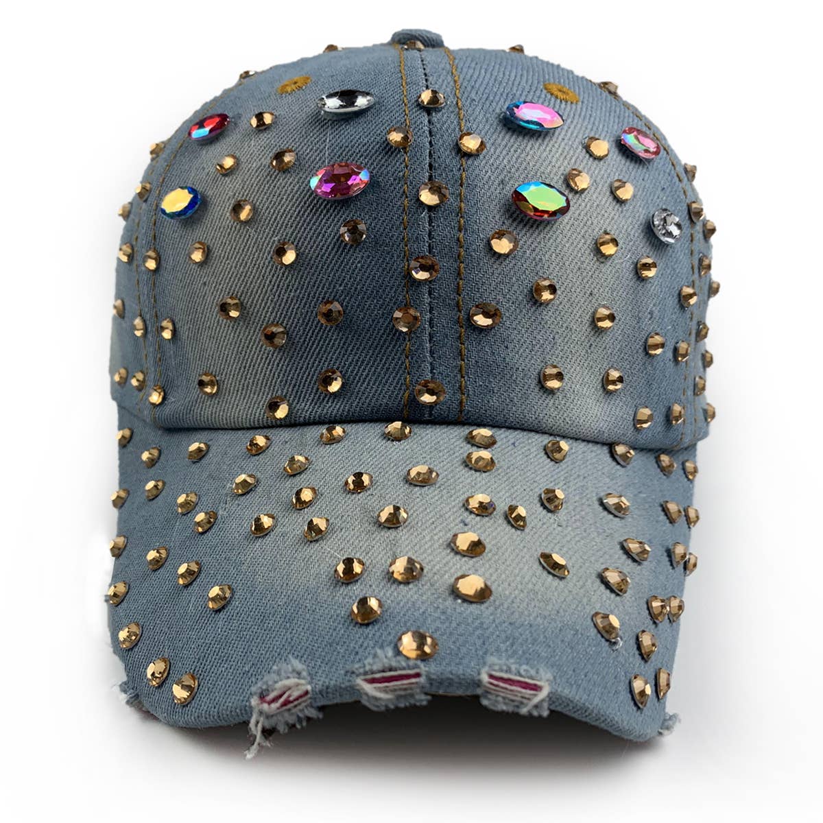 Desire Rhinestone Denim Baseball Hat Born To Glam