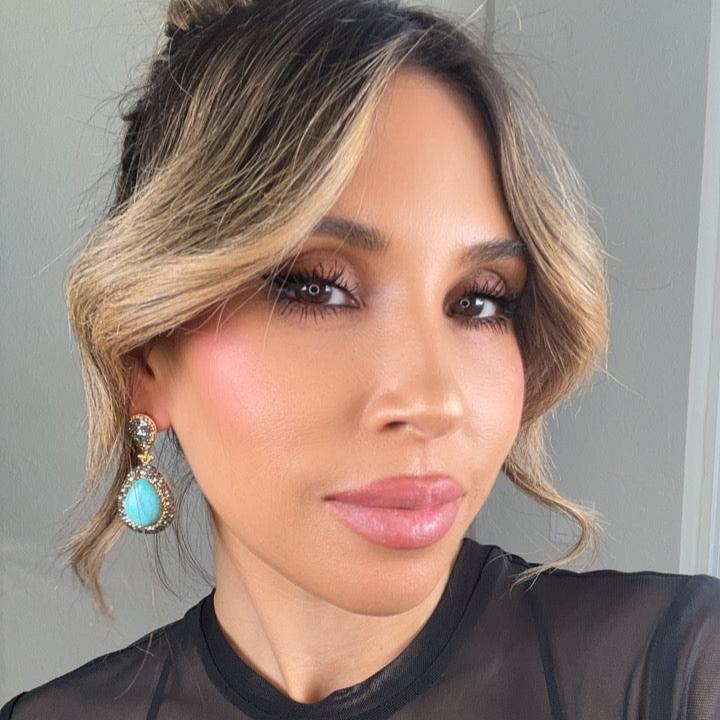 Turquoise Gemstone Gold & Silver Crystal Drop Earring - Born To Glam Born To Glam