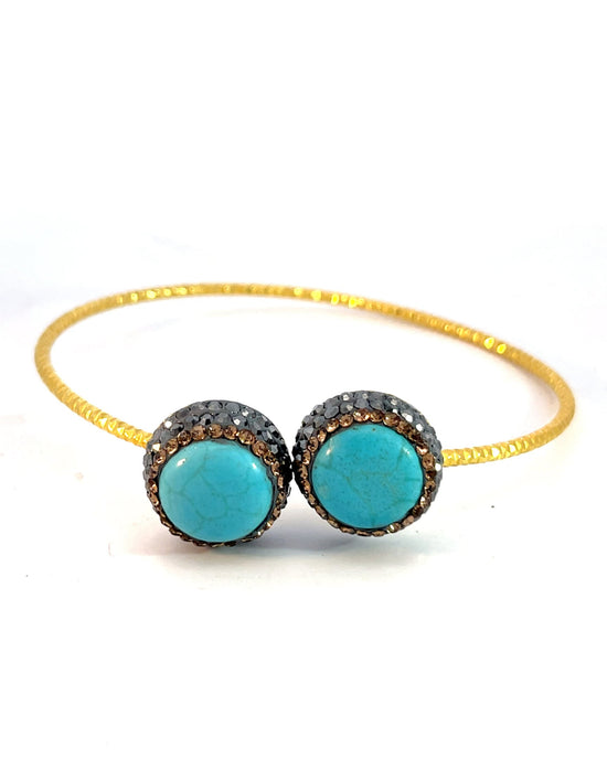 Double Gemstone 925 Sterling Silver Adjustable Bracelet - Born To Glam Born To Glam