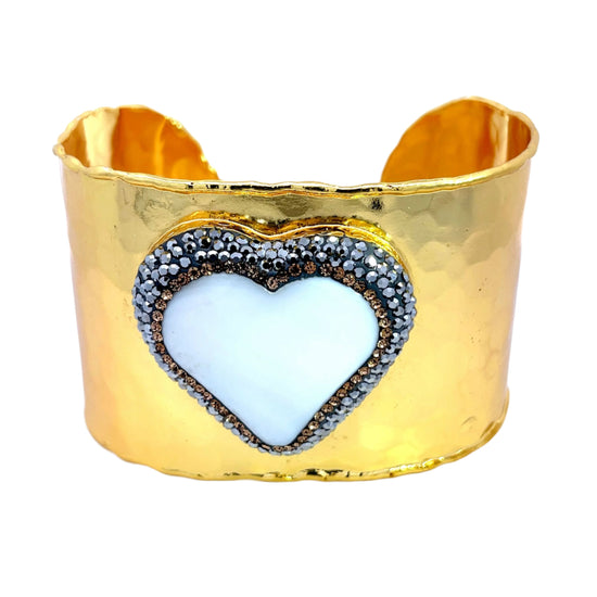 Gemstone Gold Adjustable Cuff Bracelet - Born To Glam Born To Glam