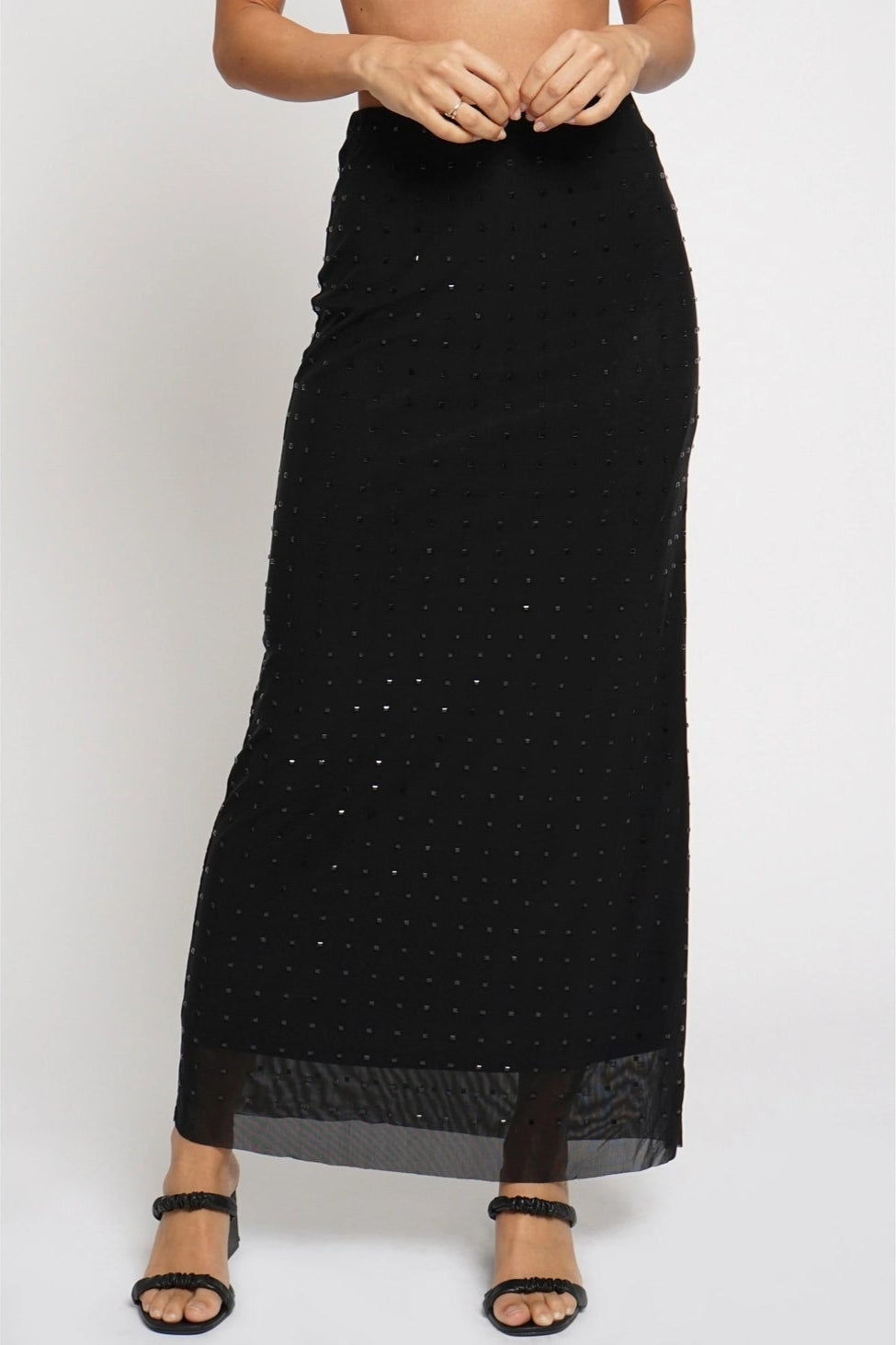 Black Mirror Mesh Maxi Skirt - Born To Glam Born To Glam