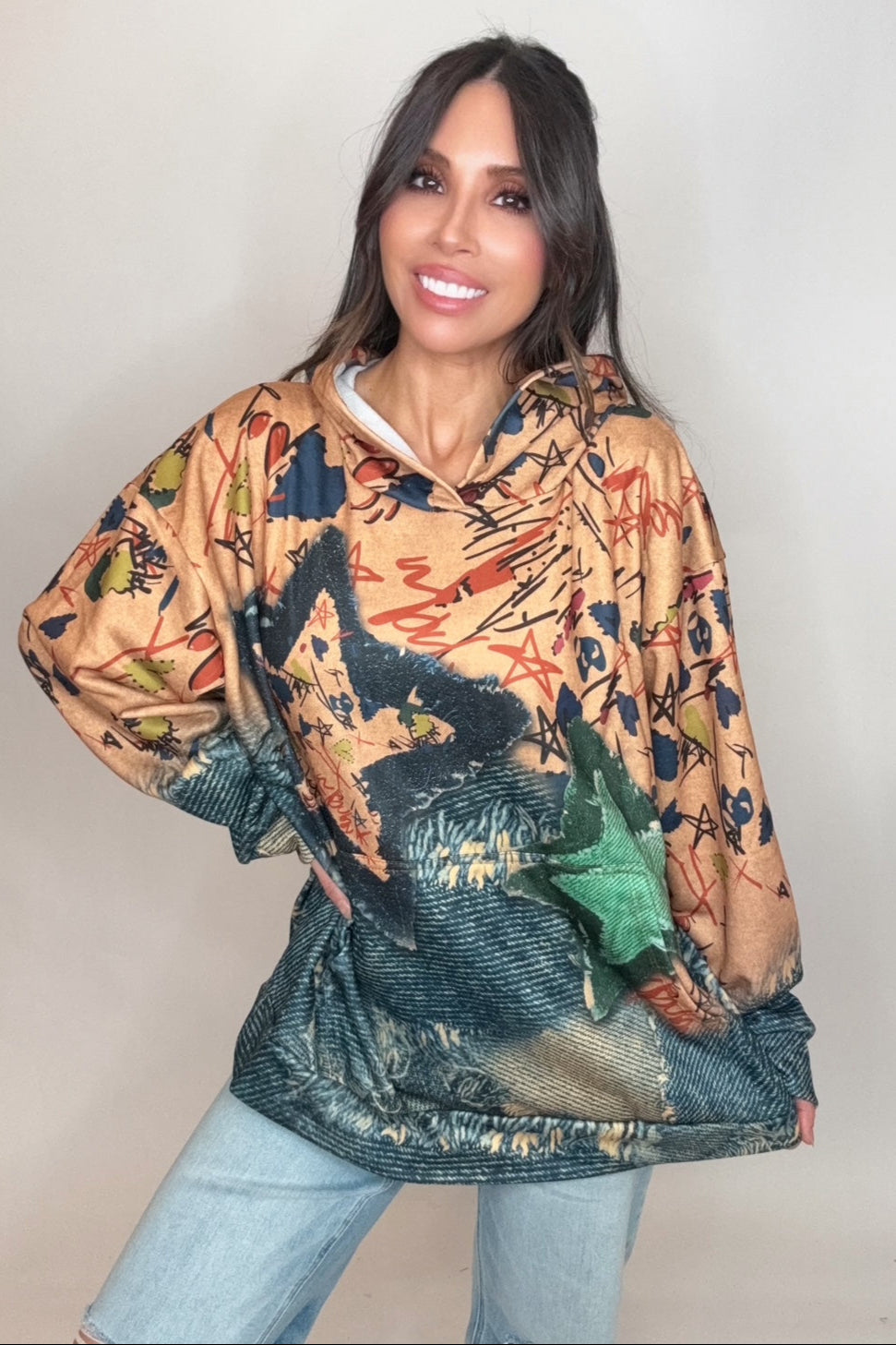 Blue Star Hoodie Sweatshirt - Born To Glam Born To Glam