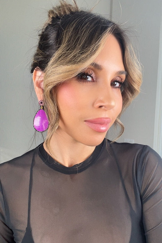 Leather 925 Sterling Silver Teardrop Earrings - Born To Glam Born To Glam