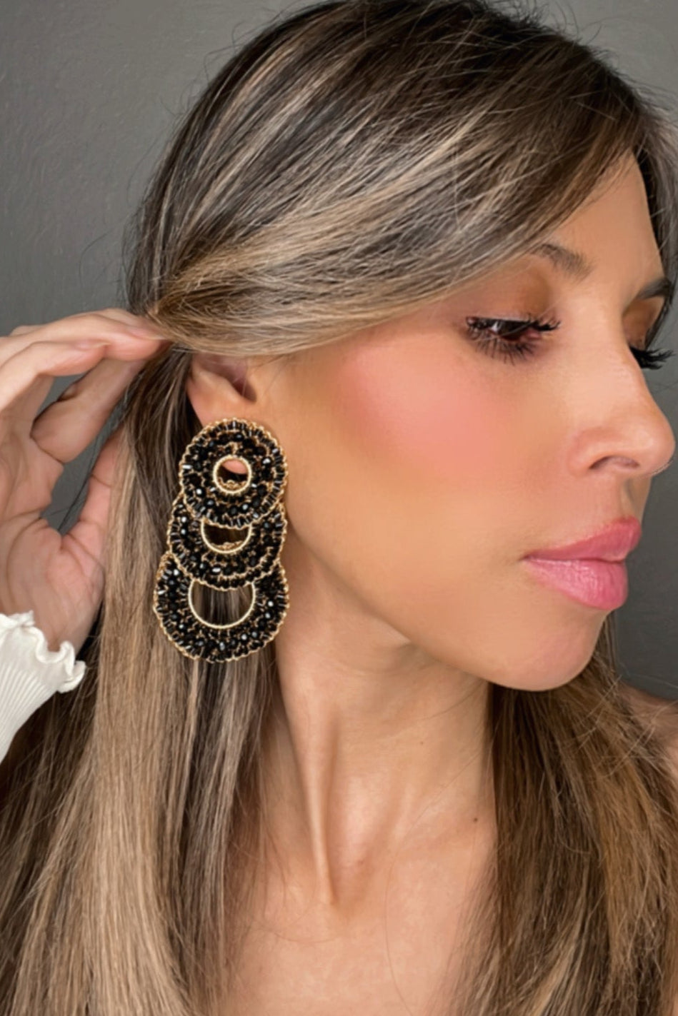 Triple Circle Crystal Statement Earring - Born To Glam Born To Glam