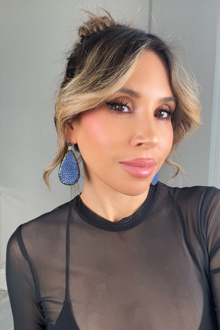 Blue Shagreen Teardrop Earring - Born To Glam Born To Glam