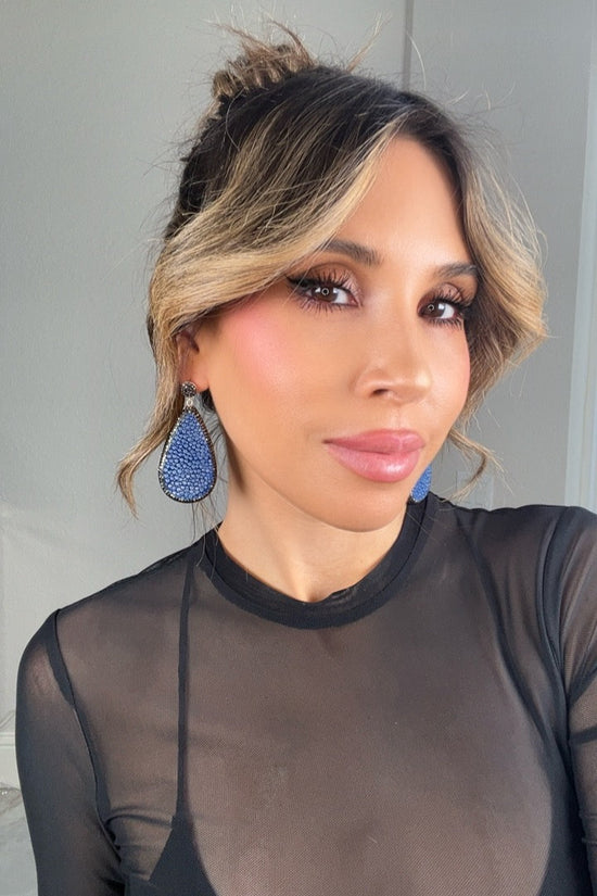 Blue Shagreen Teardrop Earring - Born To Glam Born To Glam