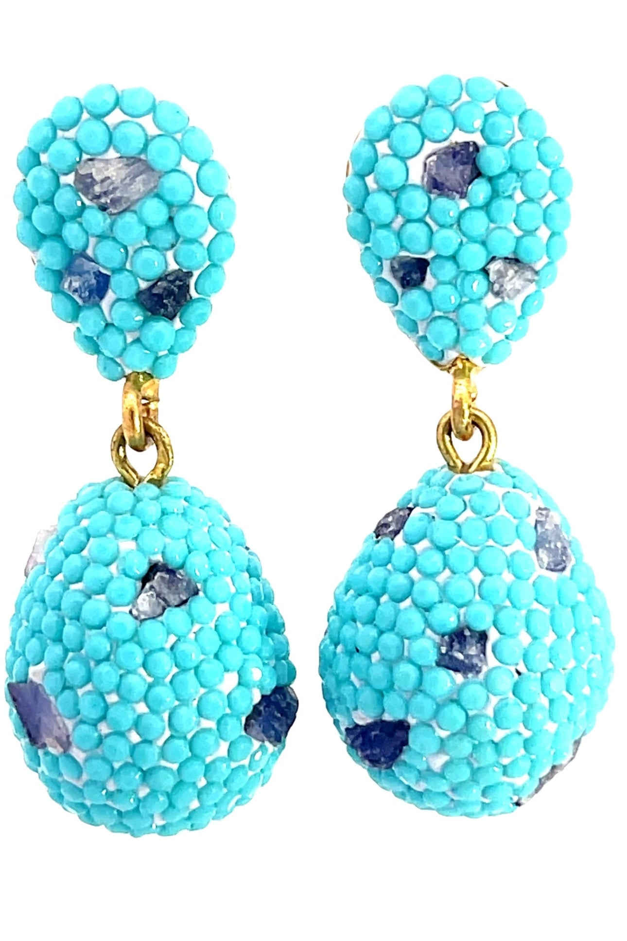 Turquoise Crystal & Quartz Sterling Silver Dangle Earring - Born To Glam Born To Glam