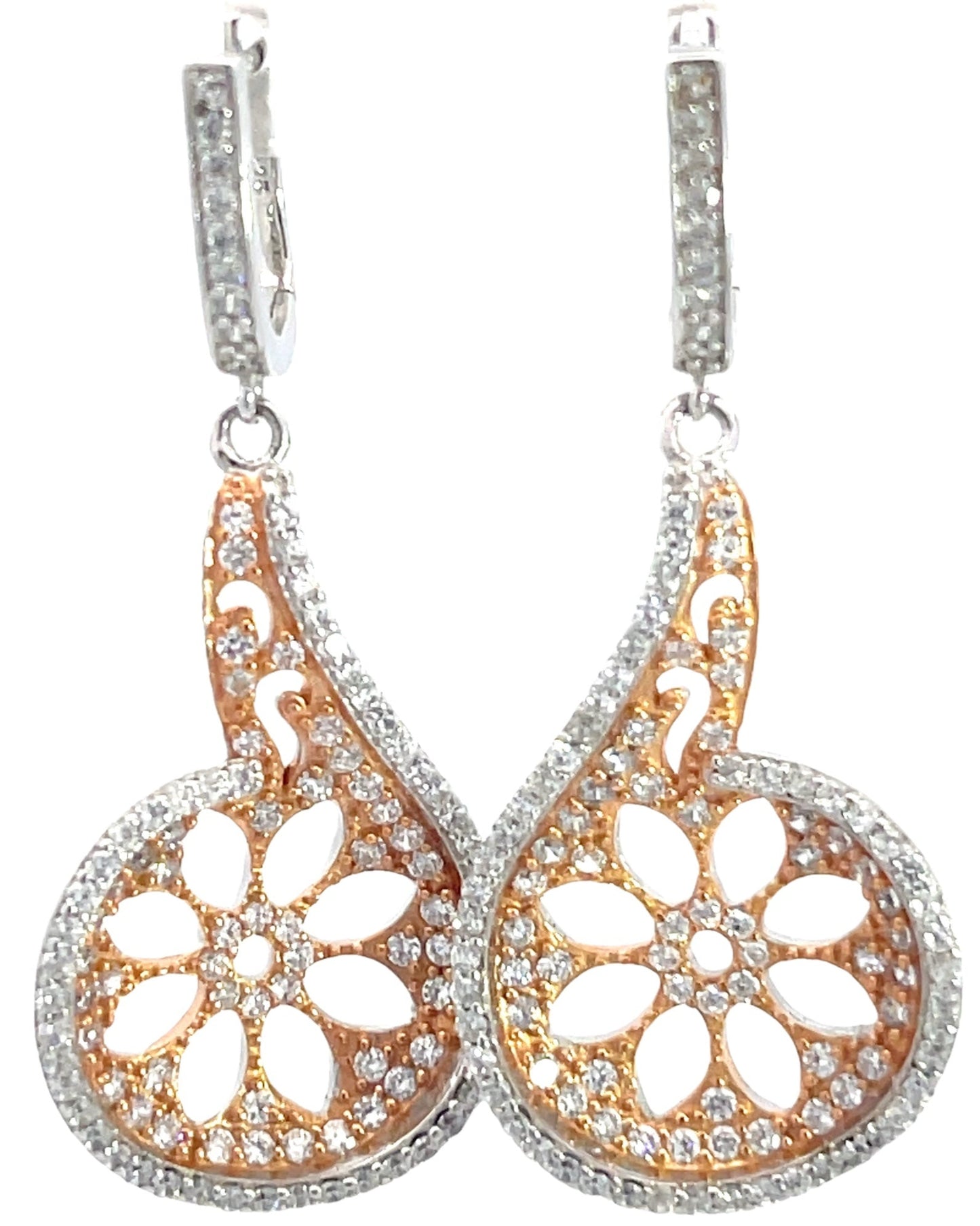 Rose Gold Floral Sterling Silver Earring - Born To Glam Born To Glam