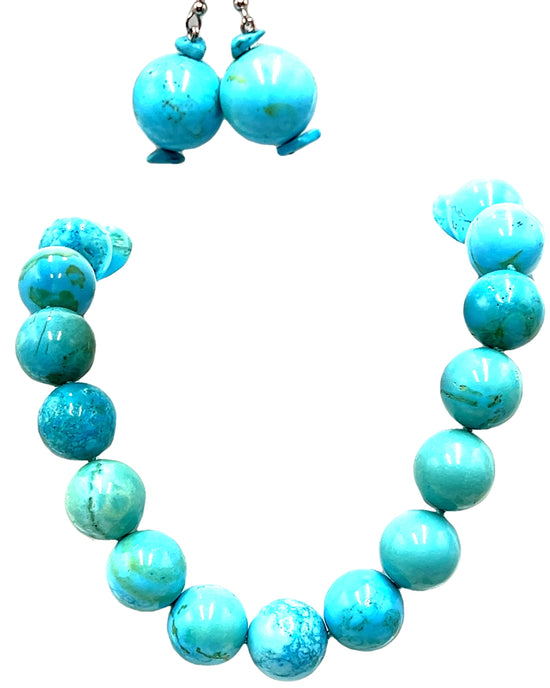 Turquoise 20mm Howlite Gemstone Short Necklace - Born To Glam Born To Glam