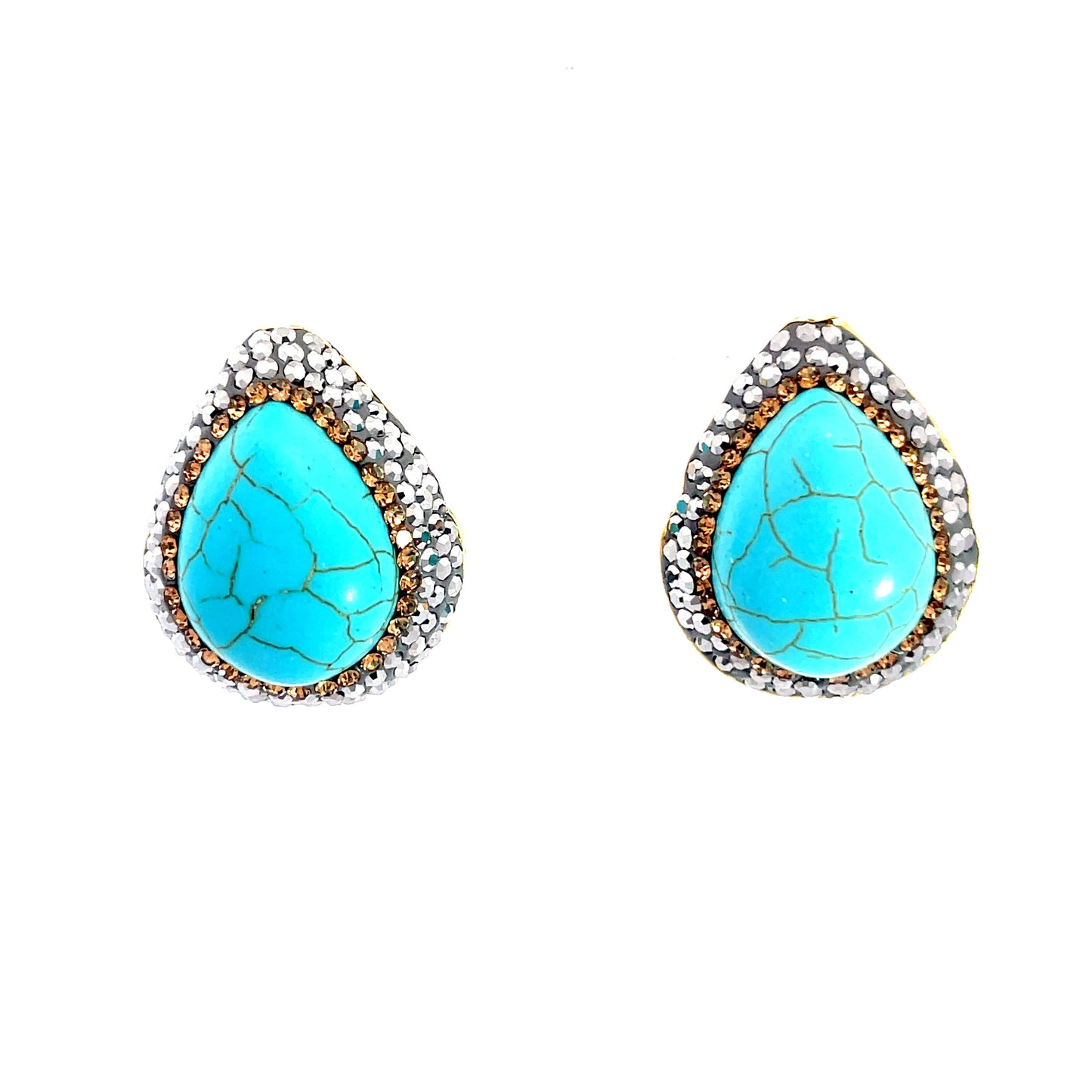 Turquoise & Champagne Stud Earring - Born To Glam Born To Glam