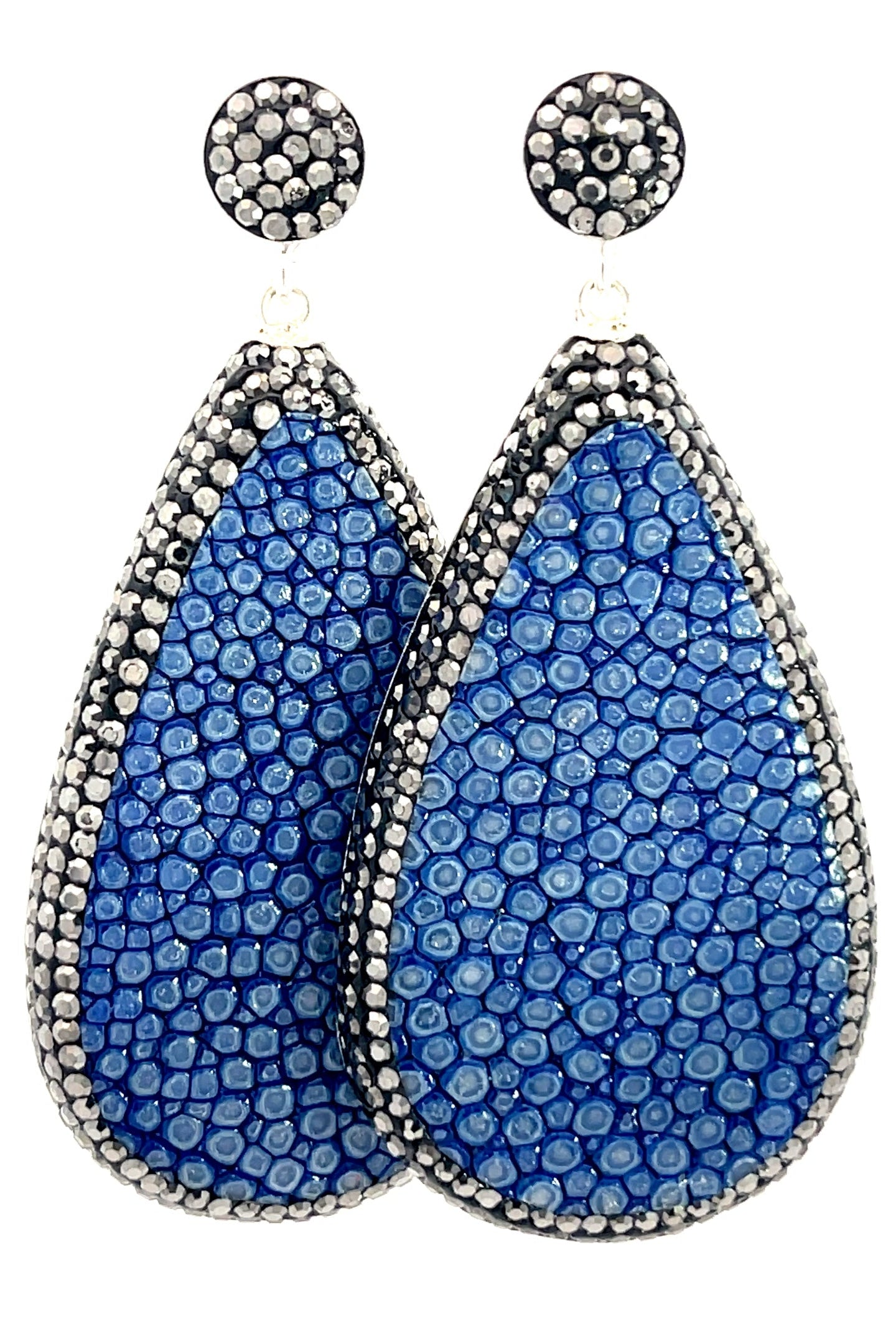 Blue Shagreen Teardrop Earring - Born To Glam Born To Glam