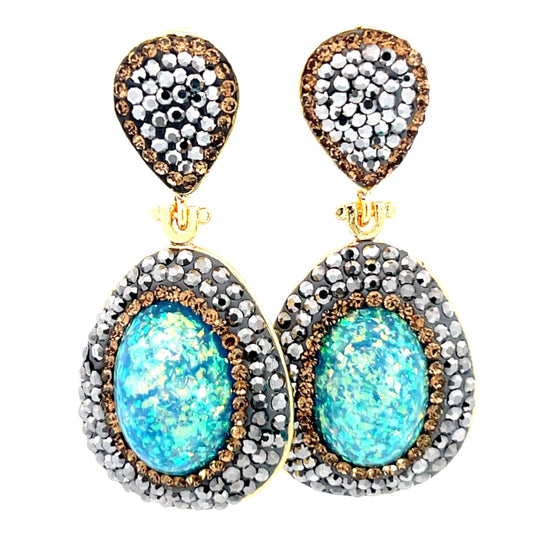 Mixed Cubic Zirconia Crystal Drop Earrings - Born To Glam Born To Glam