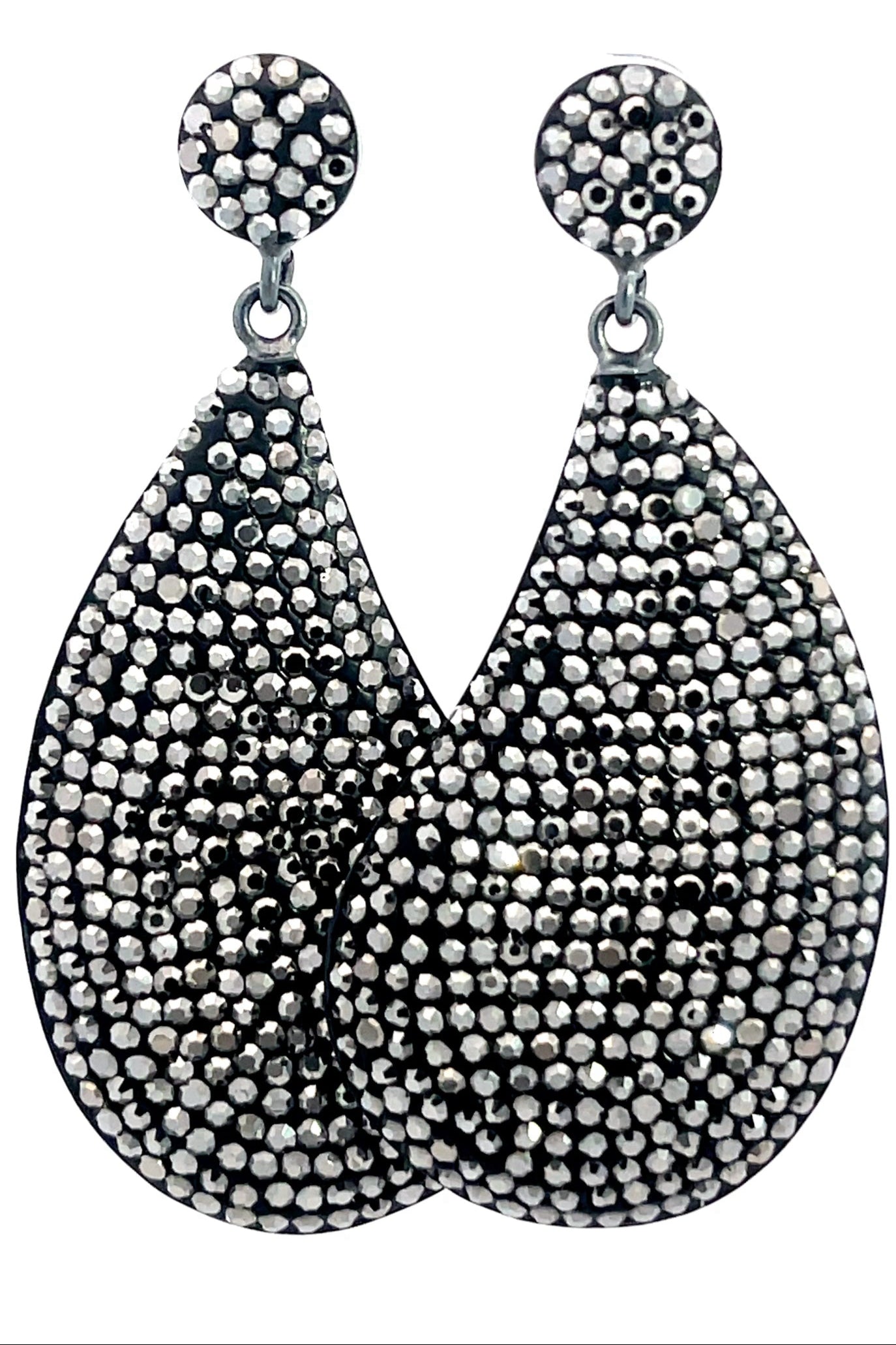 Curved Teardrop Crystal 925 Sterling Silver Drop Earrings - Born To Glam Born To Glam