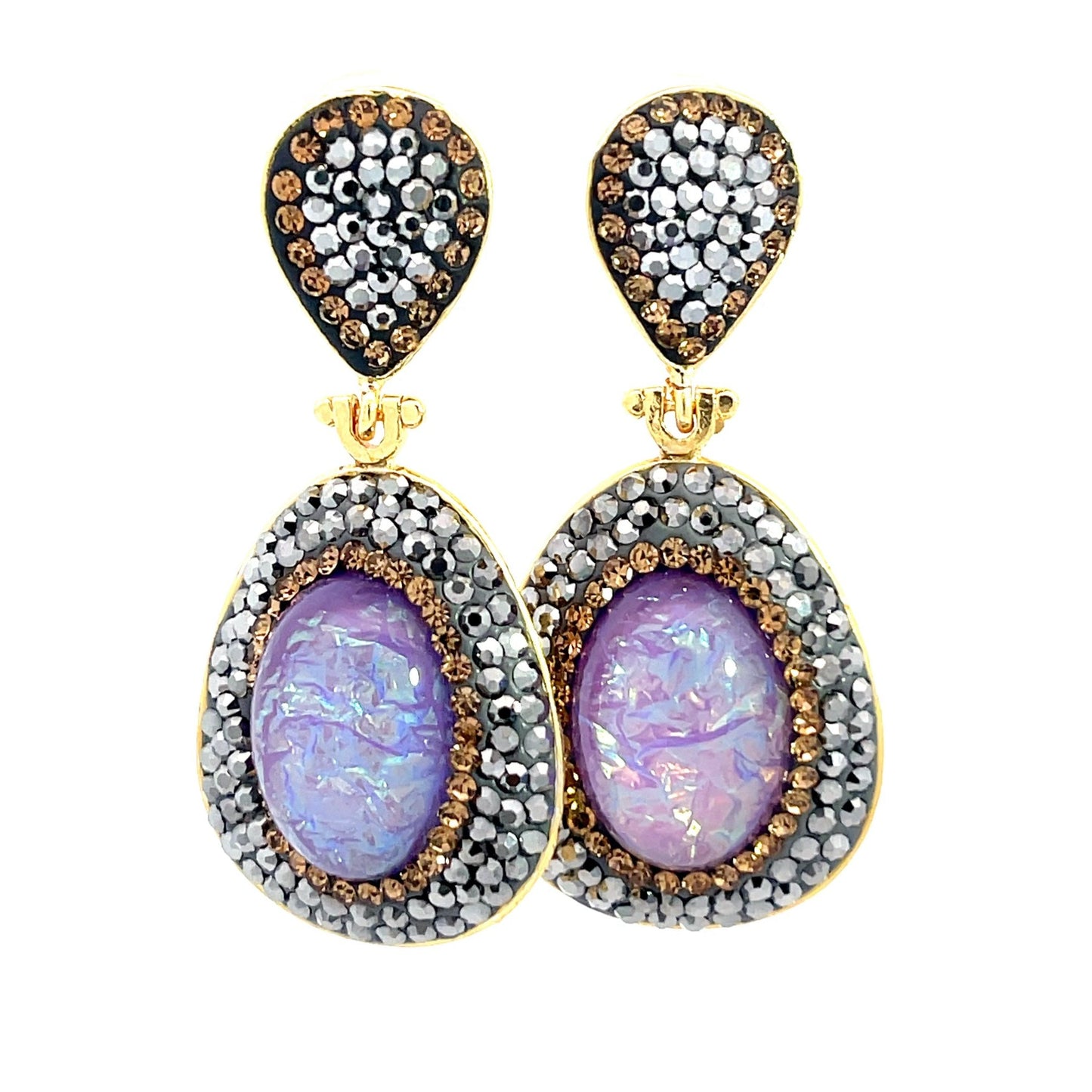 Mixed Cubic Zirconia Crystal Drop Earrings - Born To Glam Born To Glam