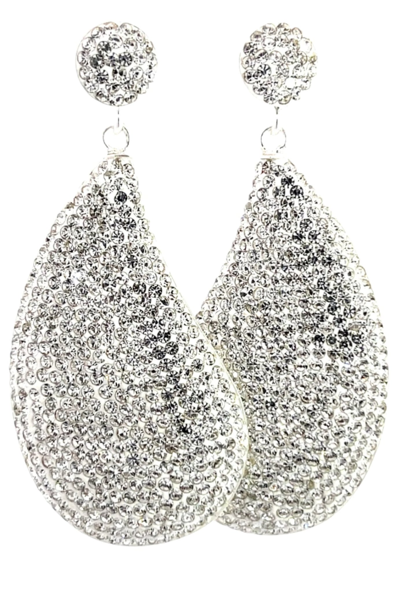 Curved Teardrop Crystal 925 Sterling Silver Drop Earrings - Born To Glam Born To Glam