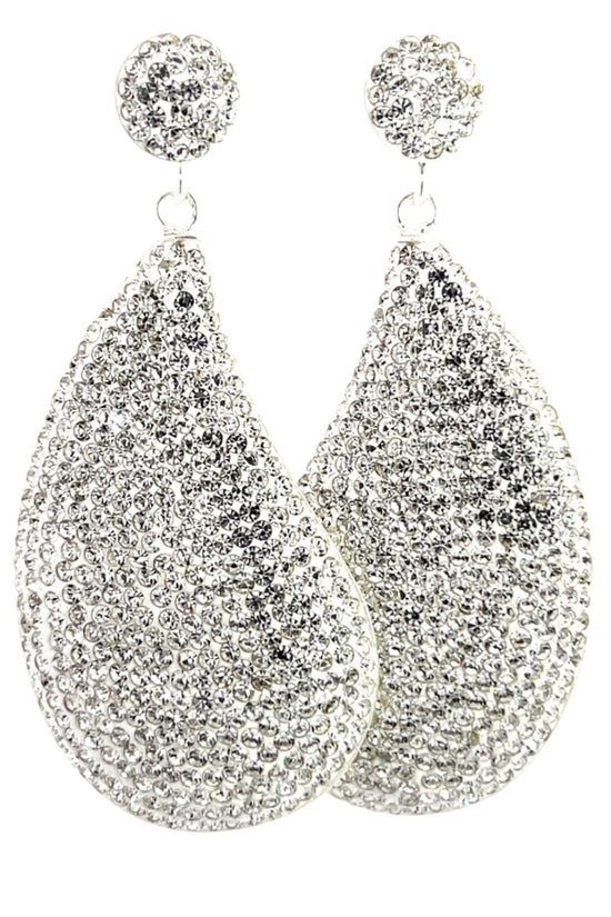 Curved Teardrop Crystal 925 Sterling Silver Drop Earrings - Born To Glam Born To Glam