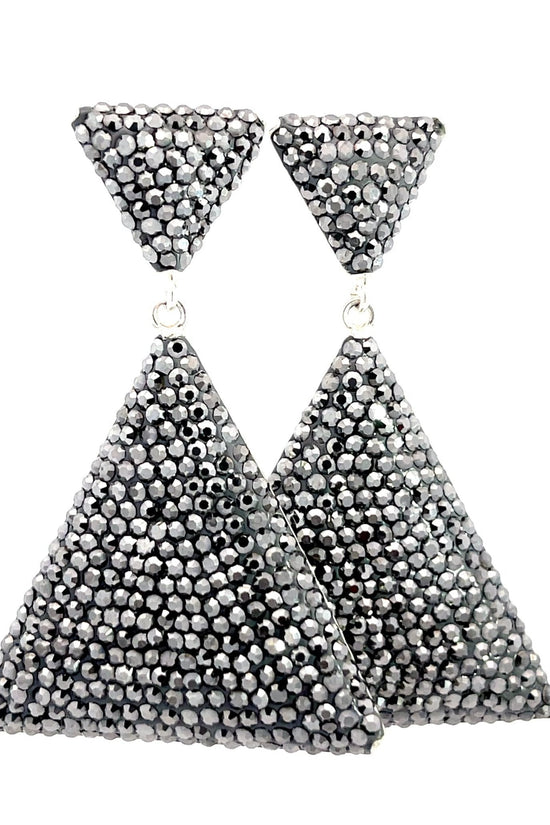 Pyramid Crystal 925 Sterling Silver Dangle Earring - Born To Glam Born To Glam